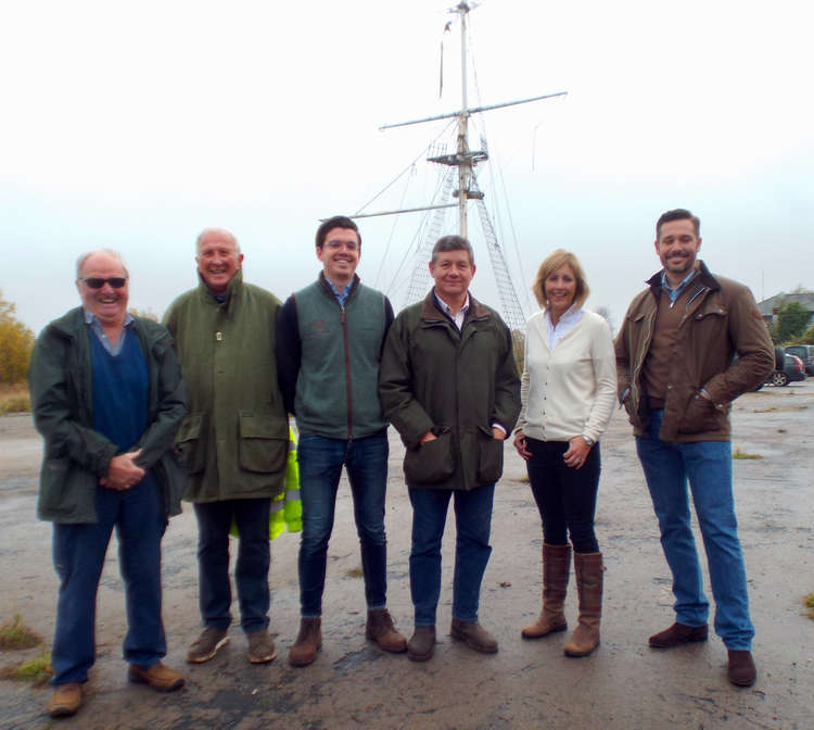 Shotley parish chairman Richard Wrinch (far left) meets executives from Wavensmere Homes and Galliard Homes and Phil Roberts from owners Haylink (Picture credit: Derek Davis)