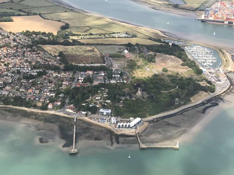 Ganges site, and Shotley marina from the air (Picture credit: Galliard Homes)