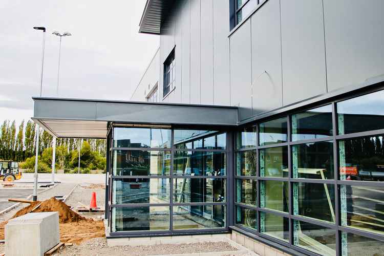 The entrance to the new clubhouse.