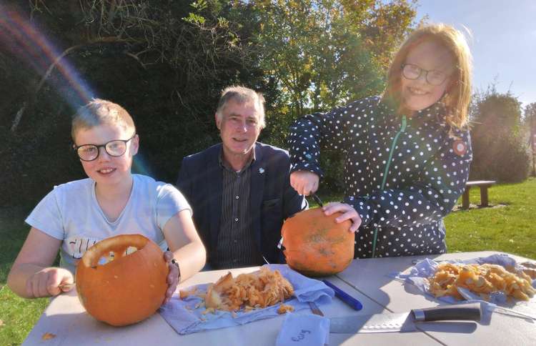 Pumpkin carving at activities camp