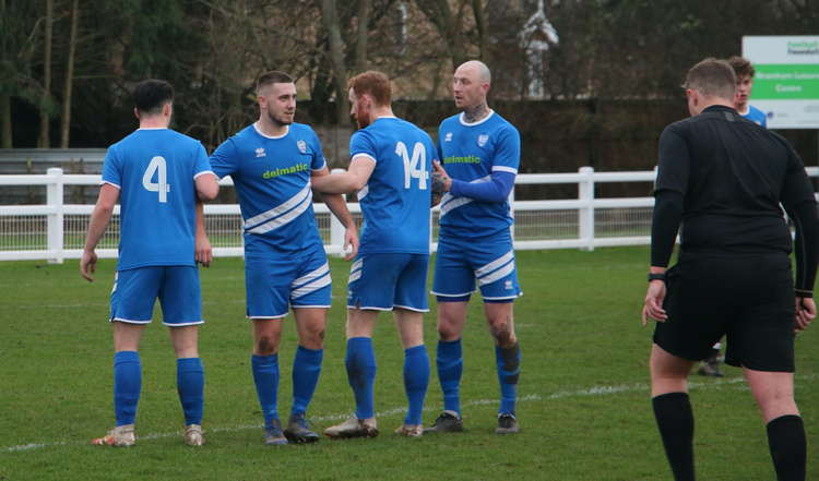 New signing Kevin Coyle (right) made his debut against Long Melford (Picture credit: Ian Evans)