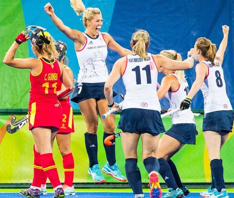 Hannah jumping for joy as Great Britain secures World Cup bronze (Picture credit: GB Hockey)