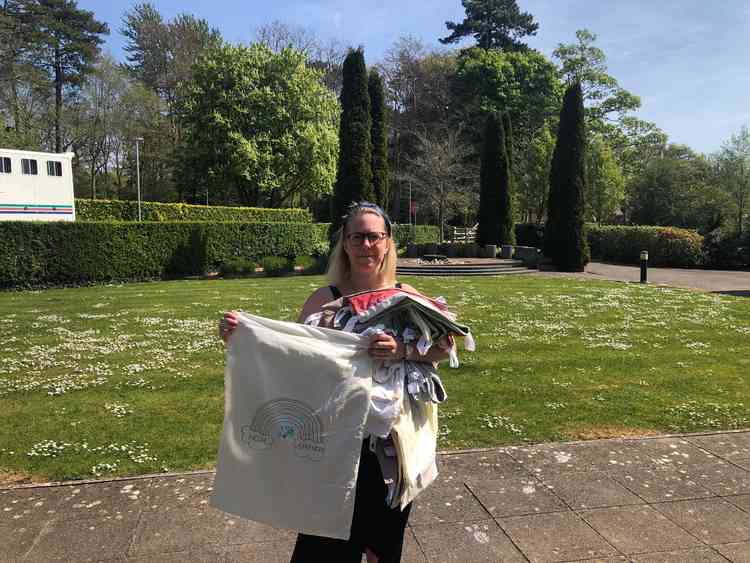 Millfield photography teacher Jenny Turnbull with her scrubs bags