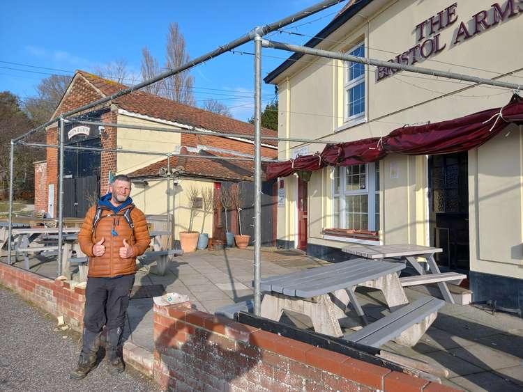 Jim reaches Bristol Arms (Picture credit: Peninsula Nub News)