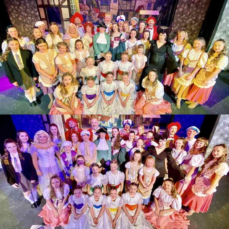 The two teams of cast members who brought Sleeping Beauty to panto audiences at Strode Theatre in Street