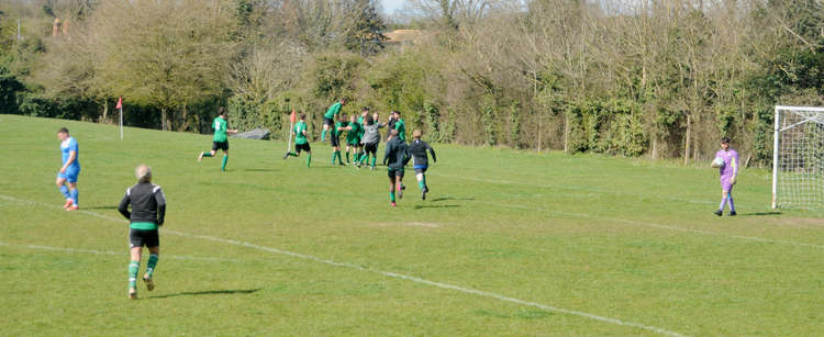 Shotley Rose celebrate third goal as Junior Cup final place clinched (Picture credit: Peninsula Nub News)