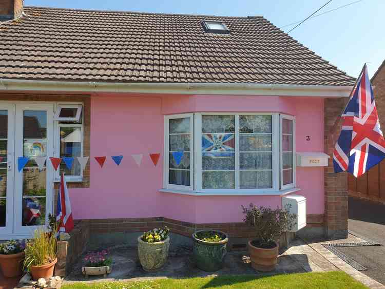 VE Day decorations in Street