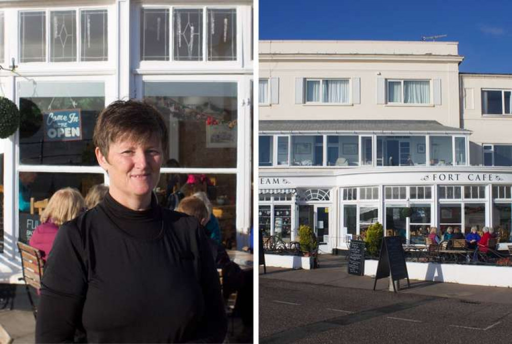 New manager Bev Faulkner outside Fort Cafe on Sidmouth seafront