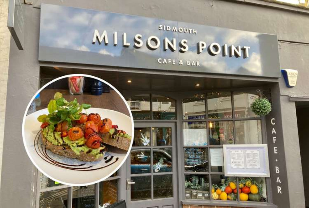 Milsons Point Café & Bar, Sidmouth. Inset: 'Smashed Avocado' (Nub News, Will Goddard)