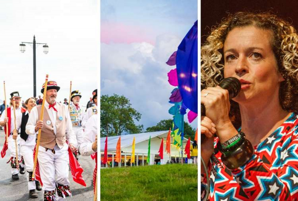 L to R: Morris team on the seafront, The Sidmouth Folk Festival Bulverton marquee, Kate Rusby (Credit: Sidmouth Folk Festival)