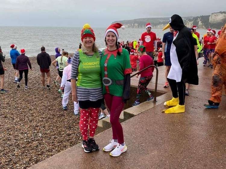 Julia Haddrell with her daughter Alex on Christmas Day at Seaton park run