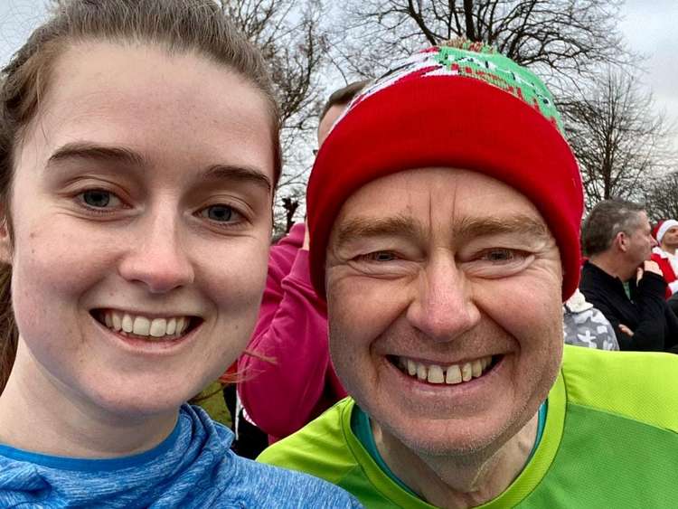 Derek and Grace Blackburn at Bushy Park Christmas Day parkrun