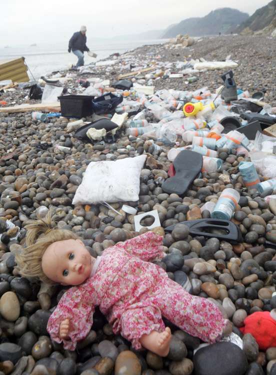 Items found on the beach ranged from motorcycles and car parts to nappies and toiletries (photo by Richard Austin)
