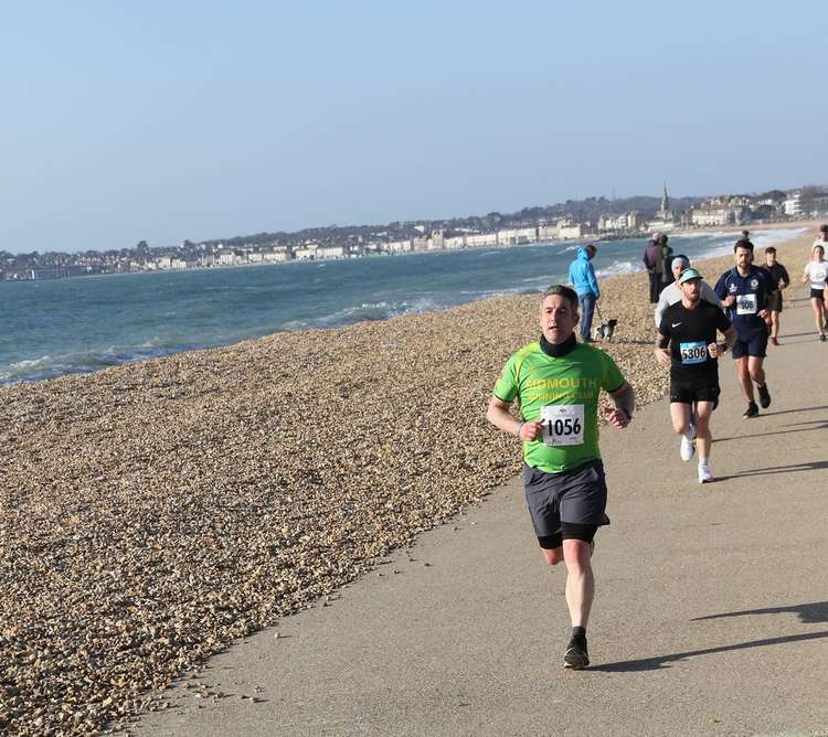 Clive Gilbert enjoying the sun and views at the Weymouth half marathon Photo by Ken Hewitt