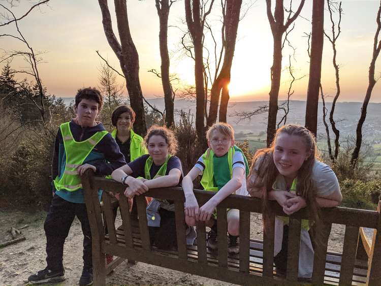 The 11+ Juniors enjoying the sunset from Keeble Seat