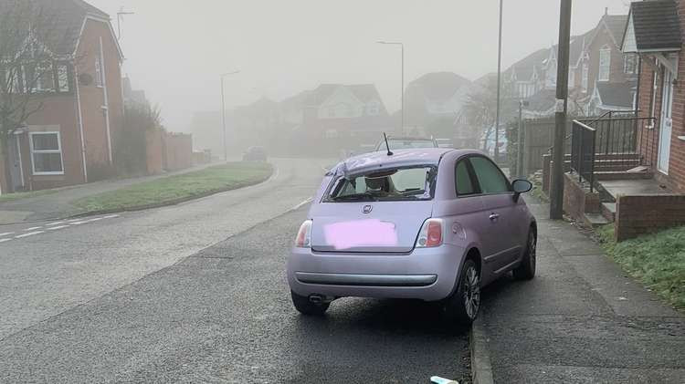 The car was hit by another vehicle overnight. Photo: Swadlincote SNT