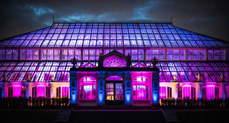 Kew Gardens' Temperate House has new light displays as part of the 2021 trail (Image: ©RBG Kew)