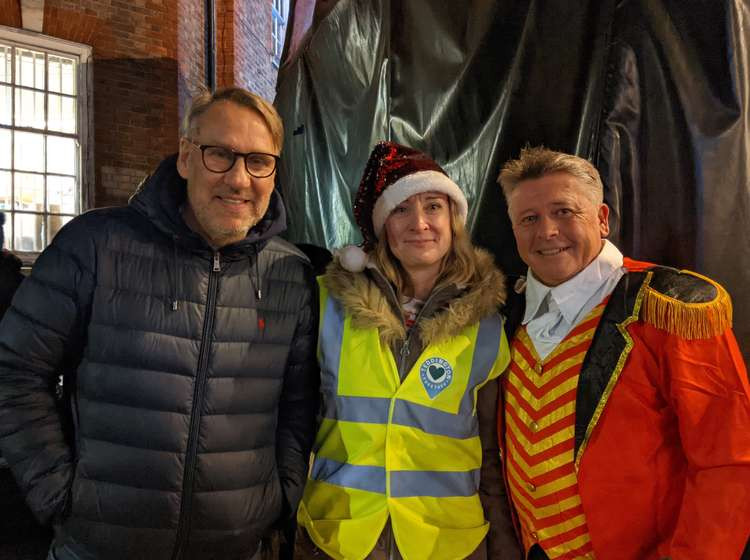 Paul and Lisa Wyborn from Teddington Together, plus MC Steve Millar (Image: Ellie Brown)