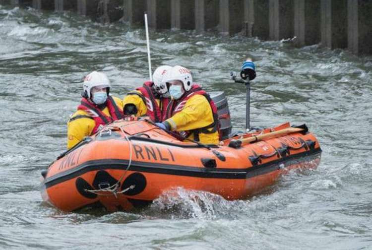 Teddington lifeboat station crew out training last year (Image: Sue Lindenberg)