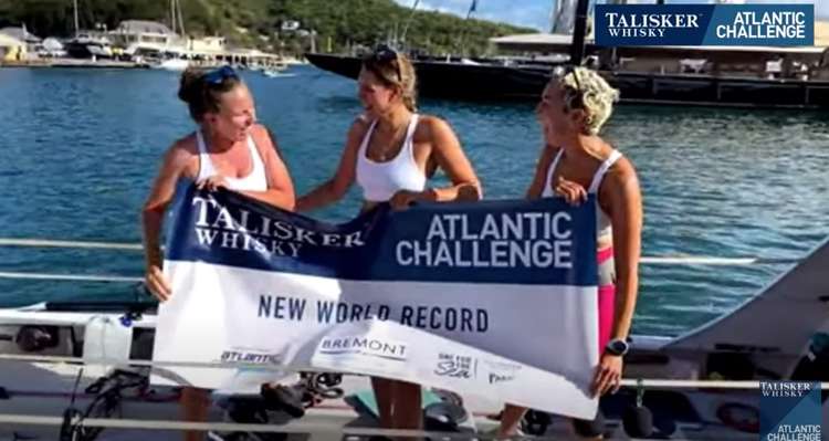 The girls have set a new world record for rowing the Atlantic as a female trio