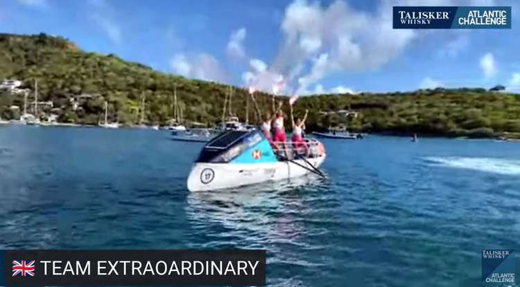 After completing the race the girls set off flares from their boat, Dolly Parton