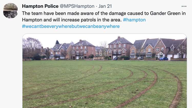 The tweet by Hampton Police stating the area will get more patrols