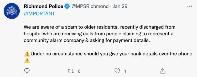 Richmond police warned of the scam on Saturday