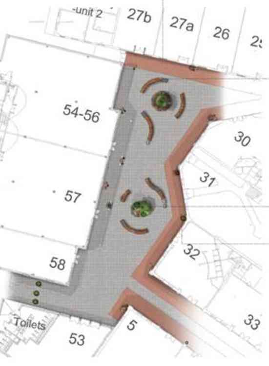 The proposed layout of the revised Clarks Village Timberland Square