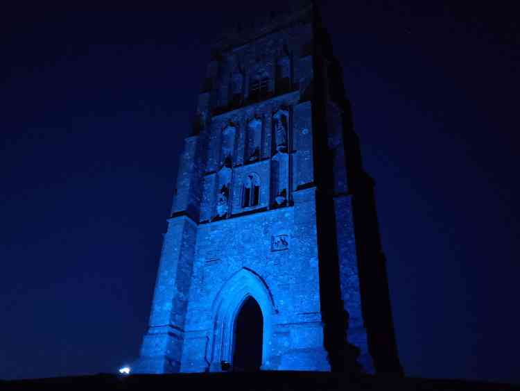 Sam lit up St Micheal's Tower on Glastonbury Tor every Thursday to celebrate key workers