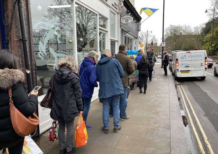 There were queues down York Street in Twickenham today as residents from across the borough brought in donations for the Ukraine relief effort run by The Prosperity restaurant