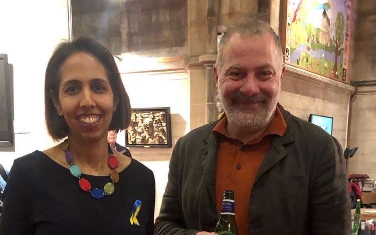 Twickenham MP Munira Wilson (left) and TV writer Jed Mercurio (right) at Teddington's Landmark Arts Centre last week (Image: Nub News)
