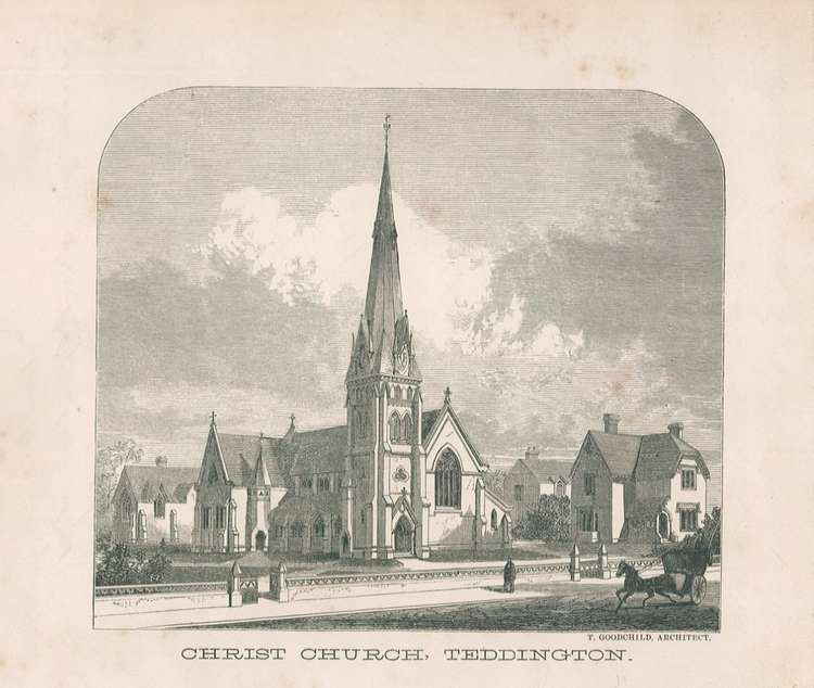 The original design for Christ Church on Teddington's Station Road, 150 years ago