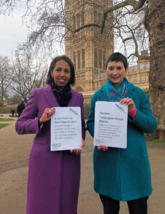 Munira Wilson and Lib-Dem London Assembly member, Caroline Pidgeon, presented Teddington Police Station petition to the Mayor of London.