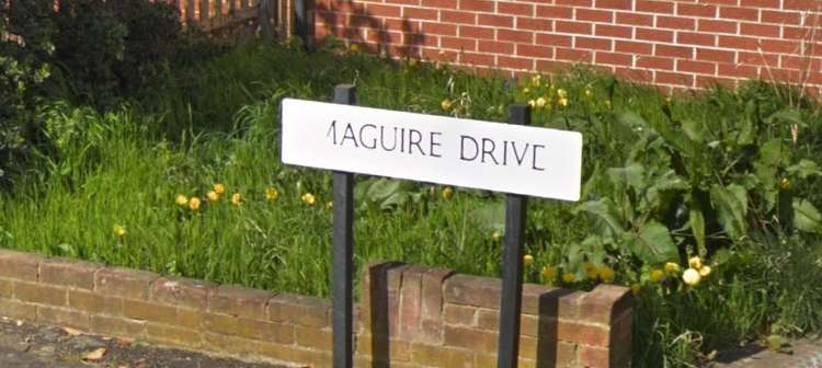 Uniformed officers have been standing guard at the edge of a large cordon on Maguire Drive.