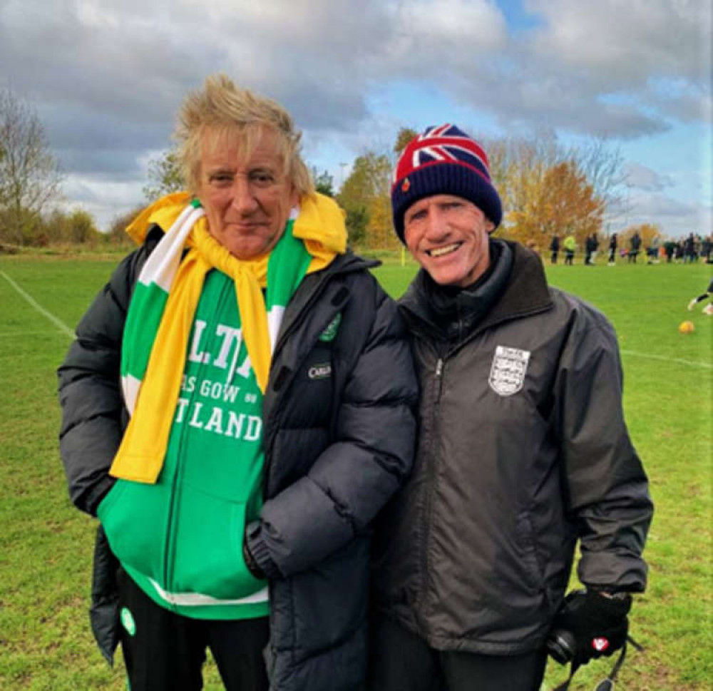 Rob meets Rod - a meeting of football-loving veterans at St Clere's.