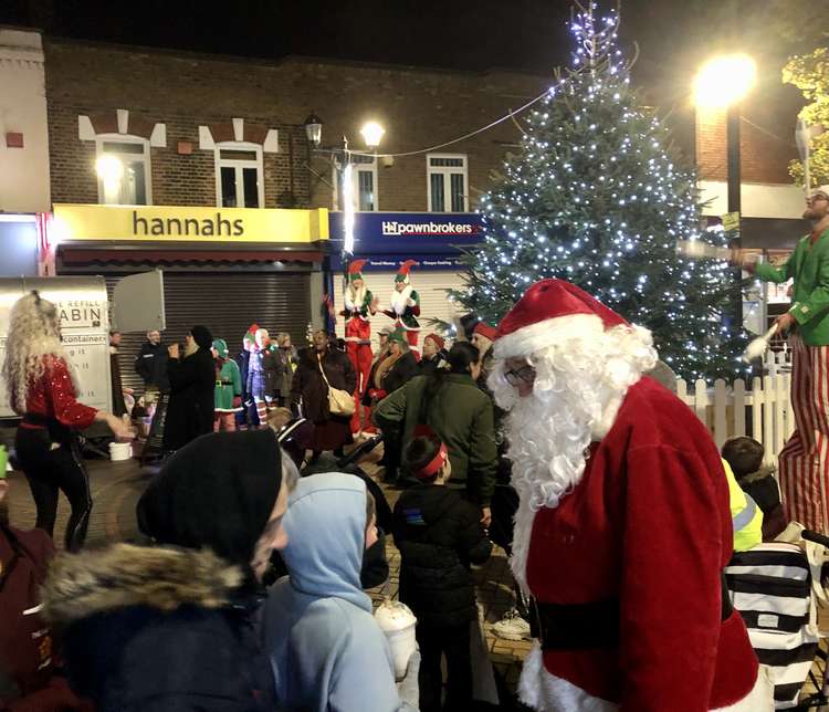 Santa talking to the families