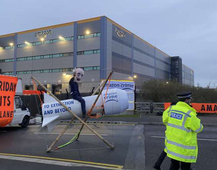 The HGV entrance and exit point was blocked.