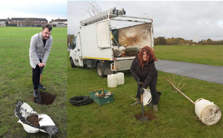 Cllrs Adam Carter and Sara Muldowney have welcomed additional trees planted on Orsett Heath.