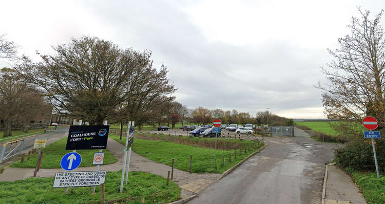 The Coalhouse Fort car park.