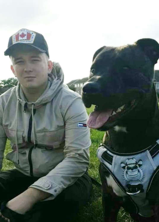 Denny with his own dog Tyson.