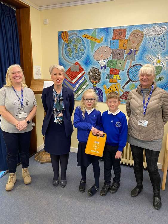 Staff and pupils at Corringham Primary.