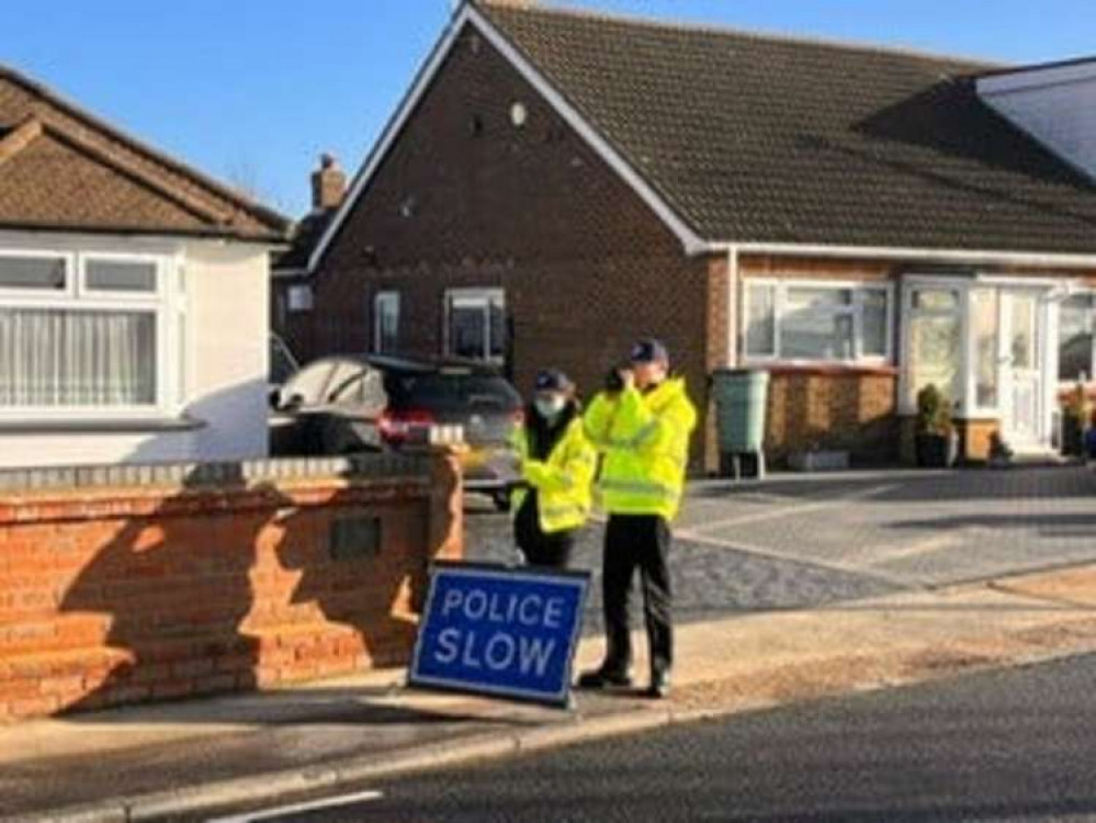 Cadets man a speed check in Chadwell St Mary.