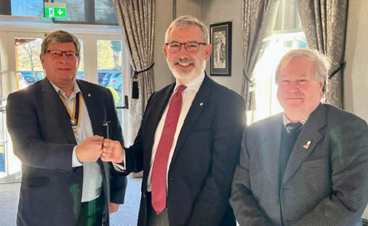 President Adrian Alsop, left, with new member Steve Quigley (centre) and vice president Clive Page.