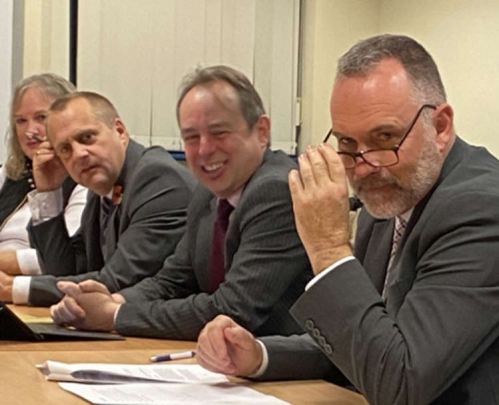 Cllr Mark Coxshall (second from right) with other senior members of the authority's ruling group. Problems with communications 'start from the top' he says.