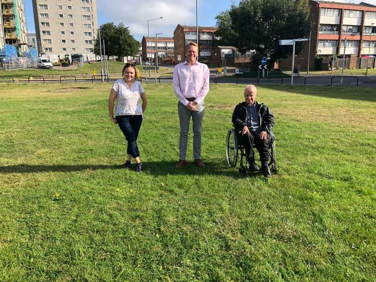 Cllrs Kerin, Pothecary and Fish at Kilverts Field.