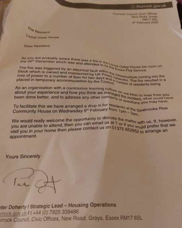 The letter inviting residents to a meeting where council failed to attend.