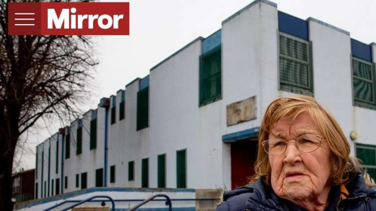 Sue Nelson outside the closed police station.