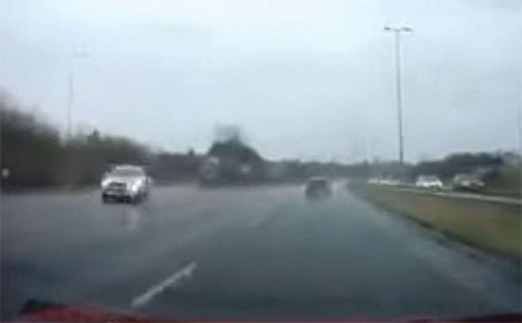 The Audi captured by a passing dashcam as it drove onto the A13 in the wrong direction