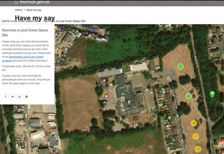 Thurrock Council's online mapping and comment system allows residents to record their views.