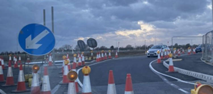 Pedestrians are advised to cross at the drop kerbs just feet from the exit point for traffic from the roundabout.